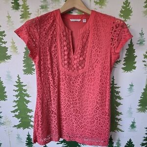 Coral Lace Isaac Mizrahi Womens Top
